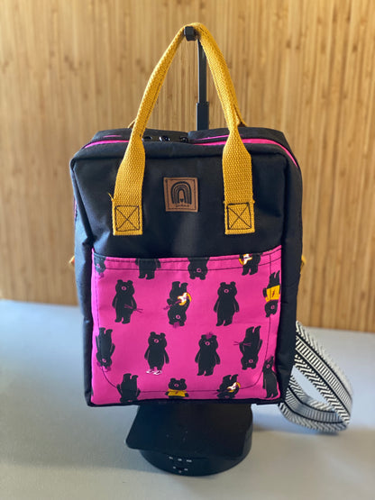 Mini Making Backpack-Black with Pink Rock bears